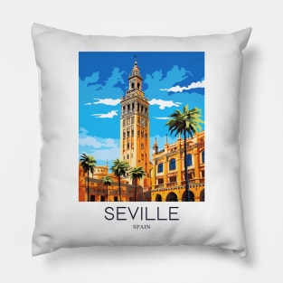 A Pop Art Travel Print of Seville - Spain Pillow