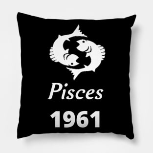 White Zodiac Birthday Pisces 1961 Pillow