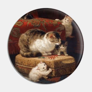 Study of Cat and her Kittens Pin