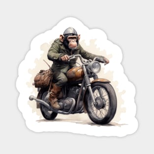 Monkey Biker Retro Motorcycle Magnet