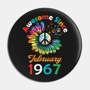 Funny Birthday Quote, Awesome Since February 1967, Retro Birthday Pin