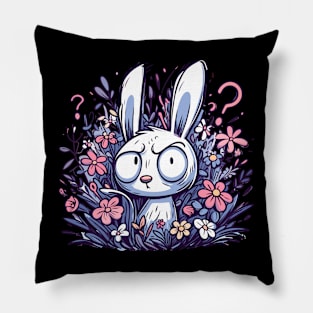 Kawaii confused white rabbit Pillow