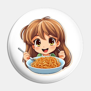 Cute Girl Eating Spaghetti Pin