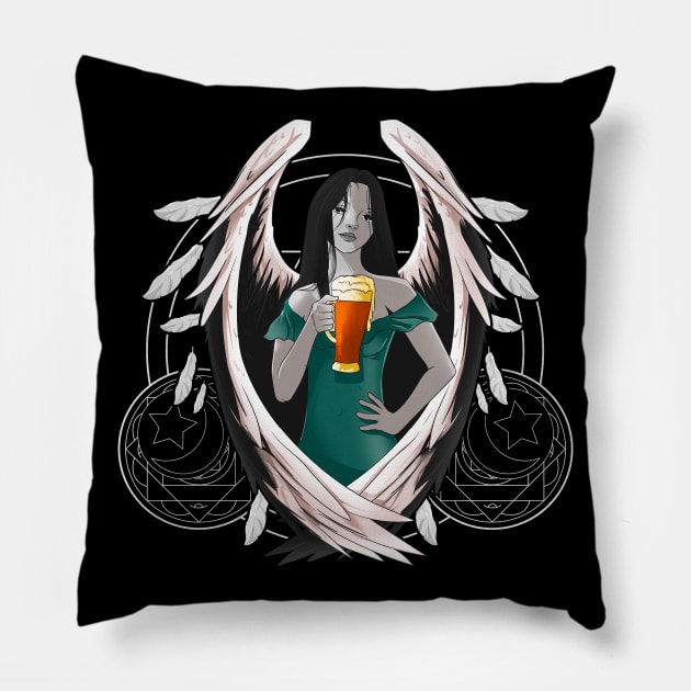 Guardian Angel | Funny Beer Lovers Gifts Brewing Craft Beer Pillow by Proficient Tees