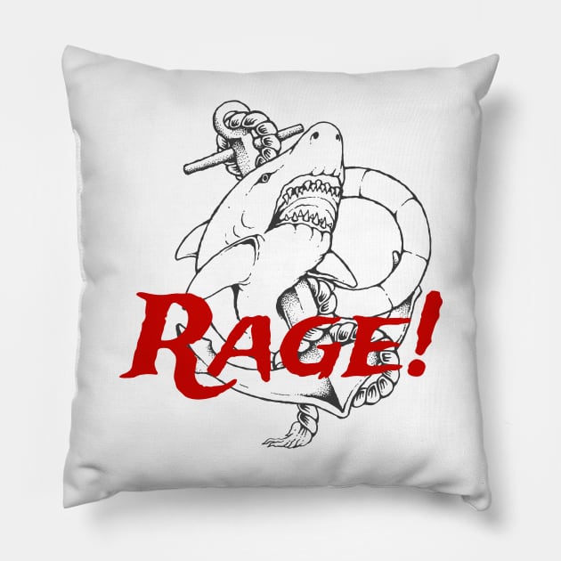 Rage Shark Pillow by RadCoolguy