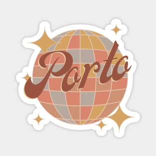 Porto City Portugal Retro Vintage Disco ball Magnet