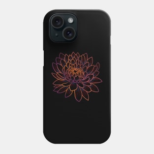 Colorful chrysanthemum or Mums flower drawing - faded orange with red and blue lines in the petals. Phone Case