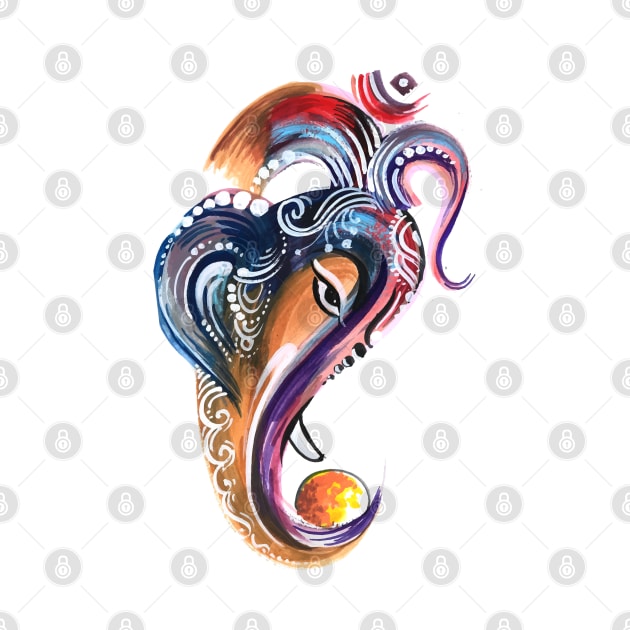 Elephant Head Watercolor by Mako Design 