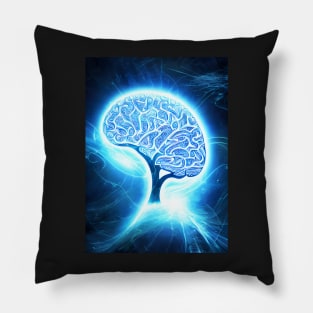 Electric Brain Waves - AI Generated Sci Fi Concept Art - Pillow