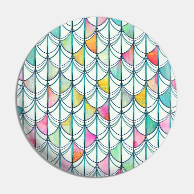 Pencil & Paint Fish Scale Cutout Pattern - white, teal, yellow & pink Pin by micklyn