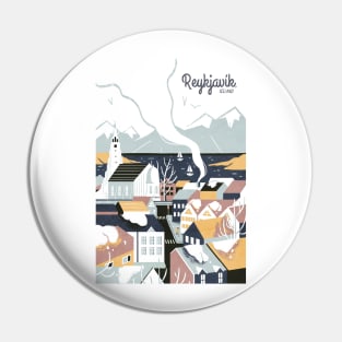 Reykjavik, Iceland, Travel poster Pin