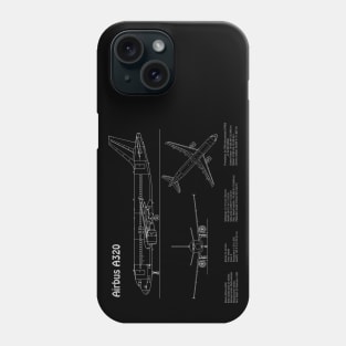 Airbus a320 Airplane Blueprint Plan - PDpng Phone Case
