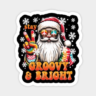 Stay Groovy and Bright Santa Retro Christmas Design Magnet