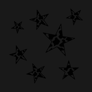 Black Cow Print Stars T-Shirt