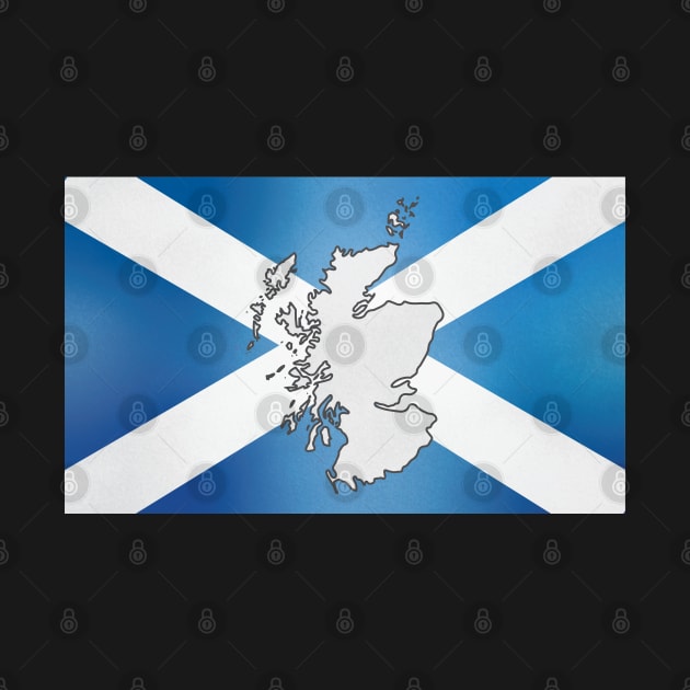 Scotland map in Scottish flag colors distressed style by Finji