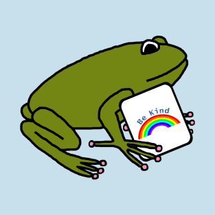 Green Frog Says Be Kind with Rainbow T-Shirt