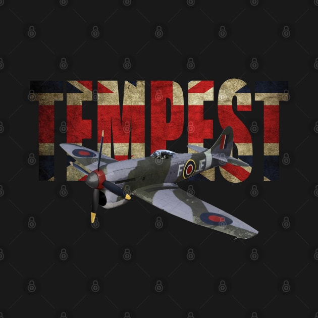 British Hawker Tempest WW2 Fighter Plane RAF Union Jack by Dirty Custard Designs 