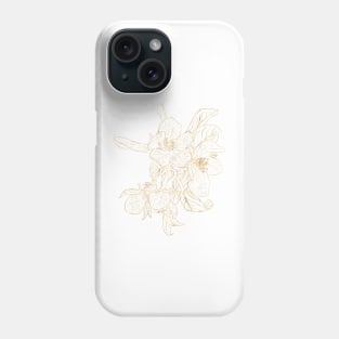 Gold Cherry Blossom Flowers White Elegant Design Phone Case