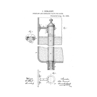 Overflow and discharge valve for baths Vintage Patent Hand Drawing T-Shirt