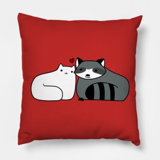 Raccoon and Cat Love Pillow