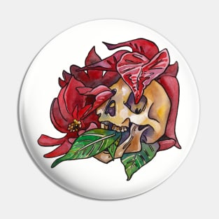 Poinsettia Skull for Christmas Cheer Pin