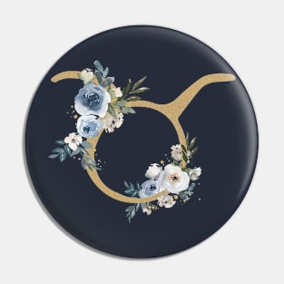 Taurus Floral Zodiac Symbol Pin