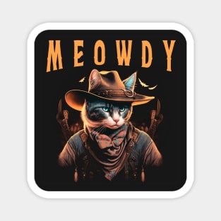 Meowdy Love Cat Meme Cowboy Cat  Meow and Howdy Magnet