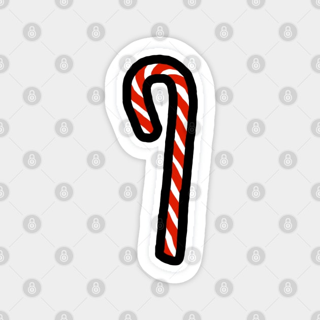 A Candy Cane for Christmas Minimal Art Magnet by ellenhenryart