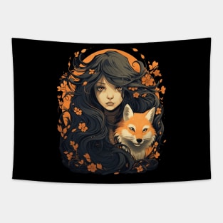 Girl and Fox Tapestry