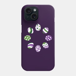 Eggs | Purple Green | Stripes | Dots | Clouds | Dark Purple Phone Case