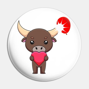 Cute bull Loves you Pin