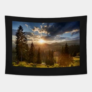 Sunset in the mountains Tapestry