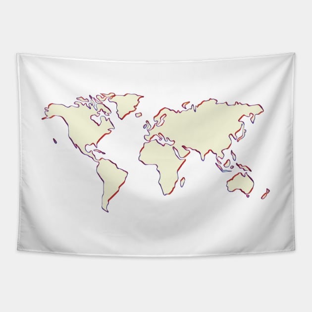 Minimalistic Pastel Pink World Map Tapestry by BloomingDiaries