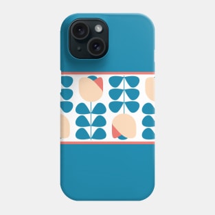 Retro Scandi Floral in Celadon Blue, Coral and Peach Phone Case