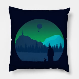 Lee Scoresby ft Hester Scene Round | His Dark Materials Pillow