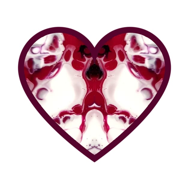 Red/White Paint Pour Heart by Designs_by_KC