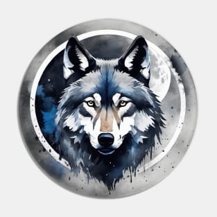 Timber Wolf in Watercolor and Charcoal Pin