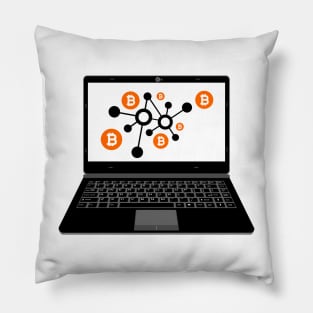 realistic laptop vector illustration display bitcoin digital assets network Pillow