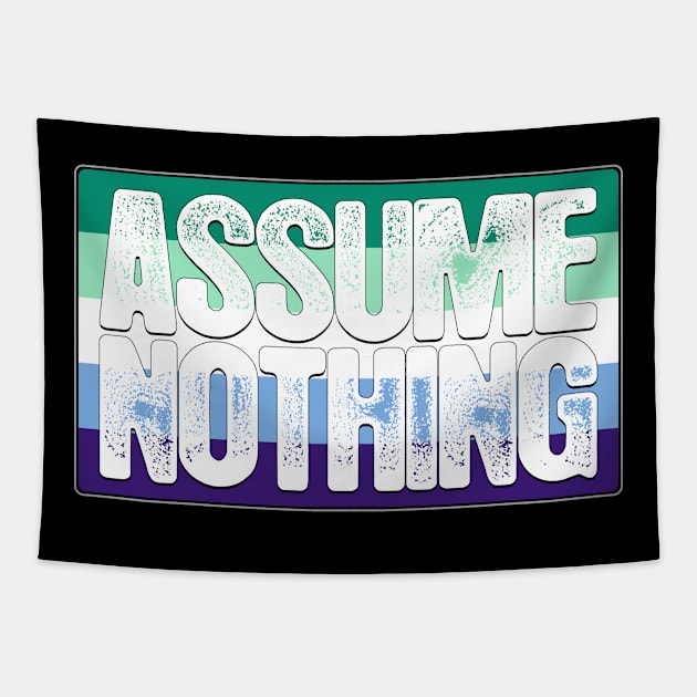 Assume Nothing Gay Male Pride Flag Tapestry by wheedesign