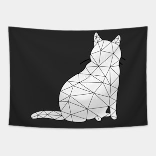 A round cat sits and looks around, Cat Geometric for Dark Tapestry