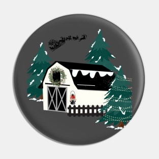 Winter Barn Scene Pin