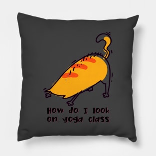 How do I look on yoga class funny yoga and cat drawing Pillow