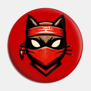 Cool Ninja Cat Japanese Retro Vintage Style Pin