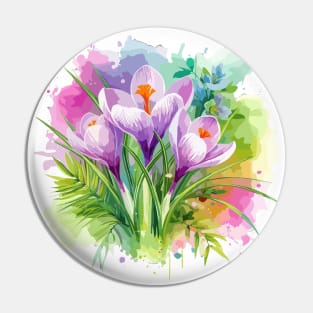 Crocus Flowers Pin