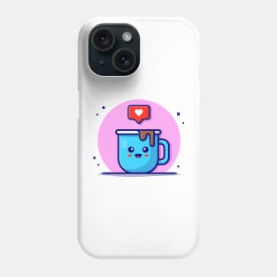 Cute Coffee With Love Sign Cartoon Vector Icon Illustration Phone Case