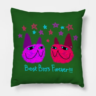 Fuzzy Cats Best Bros Forever Pillow