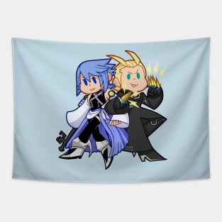 Aqua and Larxene - Arm in Arm Tapestry