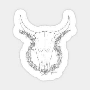 Taurus Skull - Black and White Magnet