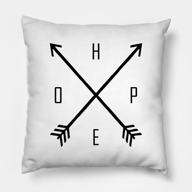 hope arrow black Pillow by Typography Dose