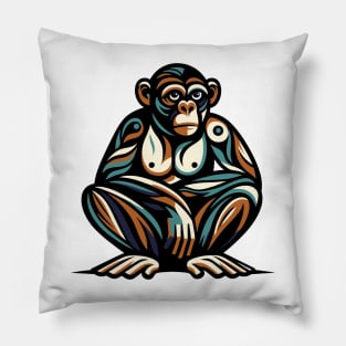 Pop art monkey illustration. cubism illustration of monkey Pillow